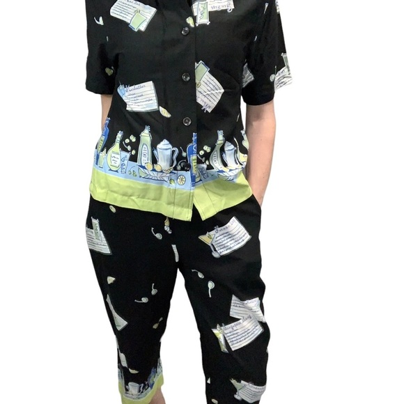 Vintage Weekend Clothes Line “Cocktail” 2 Piece Shirt and Pants Set - Picture 2 of 9